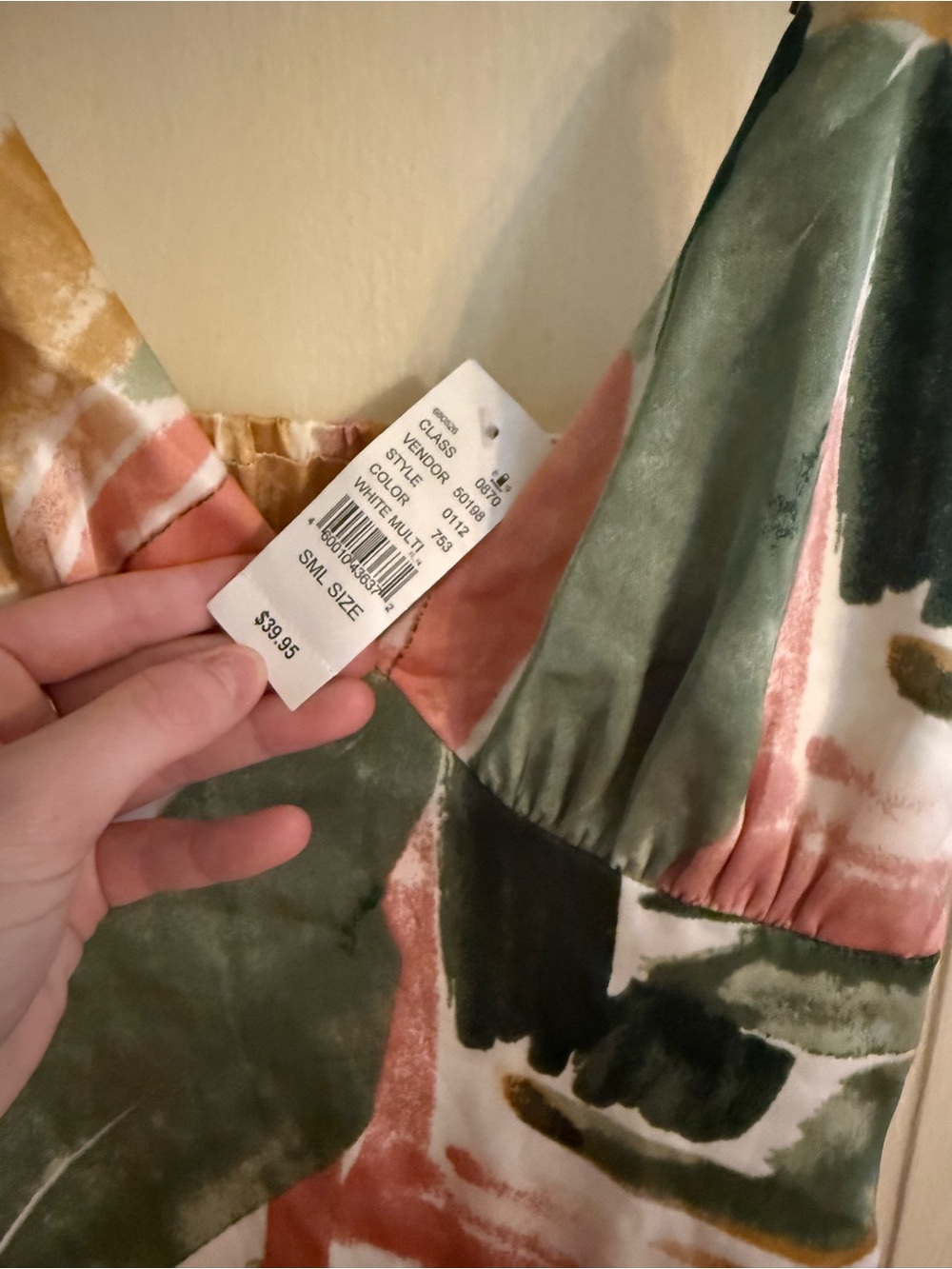 NWT Pacsun Abstract Print Slip Dress in Green & Tan - Picture 3 of 3